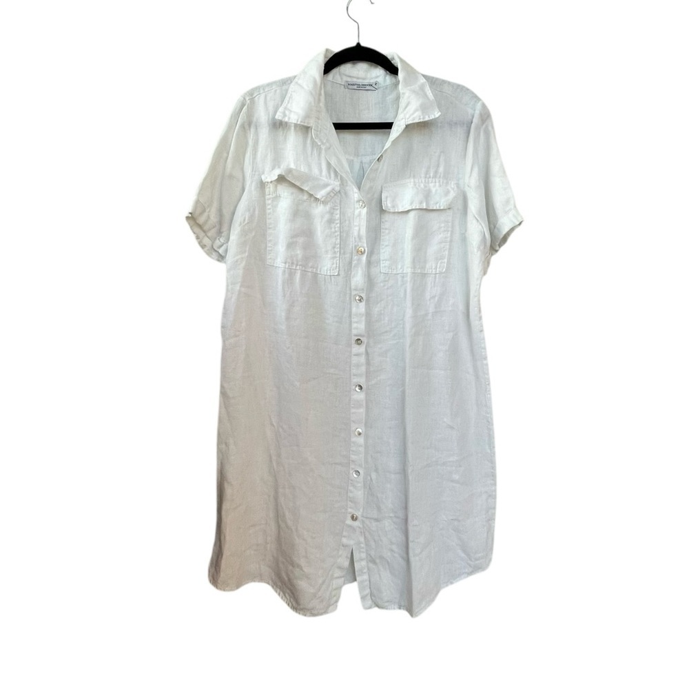 MARTINA INNOCENTI Italy White Linen Button Front Shirtdress Swimwear Coverup M
